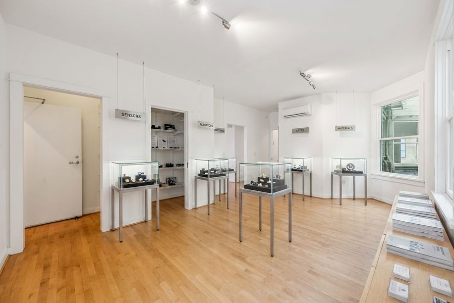 Component displays in a clean white showroom room