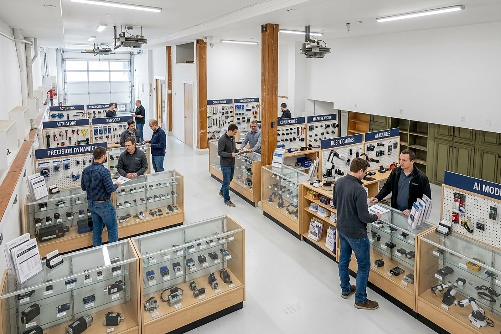 Buyers examining AI module displays