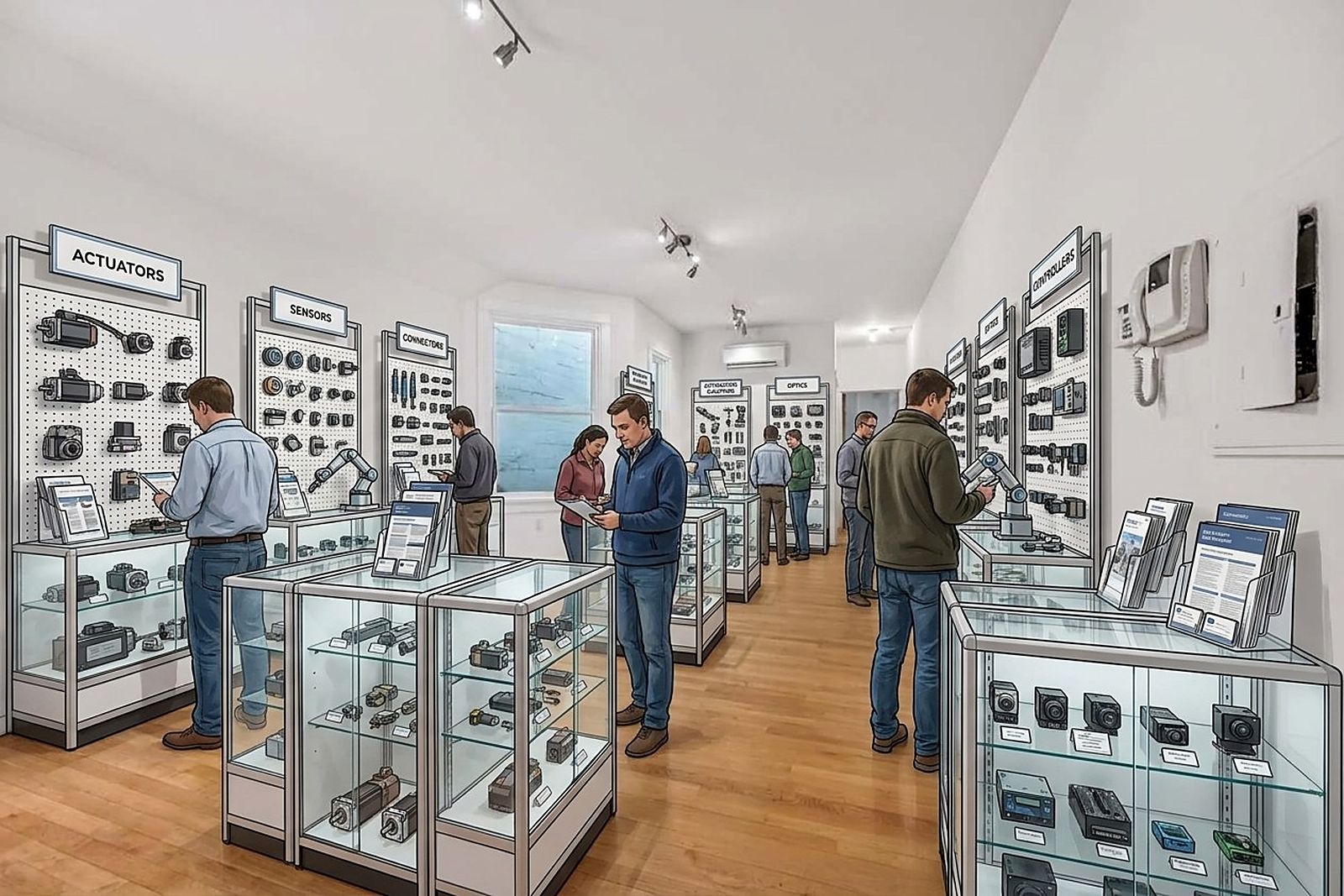 Display bays on the showroom floor