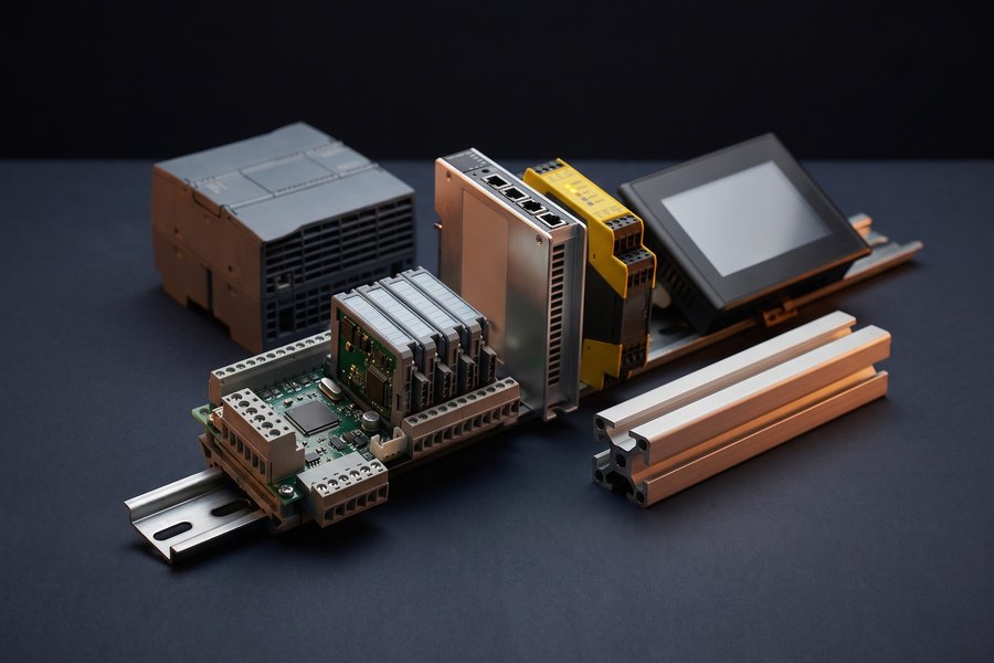 Industrial automation and control components on display