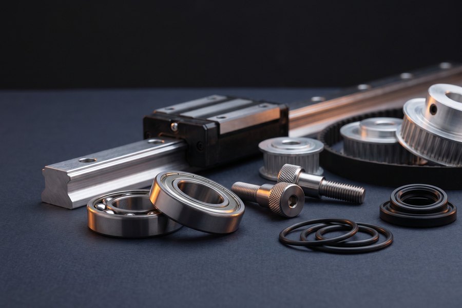 Mechanical hardware components on display